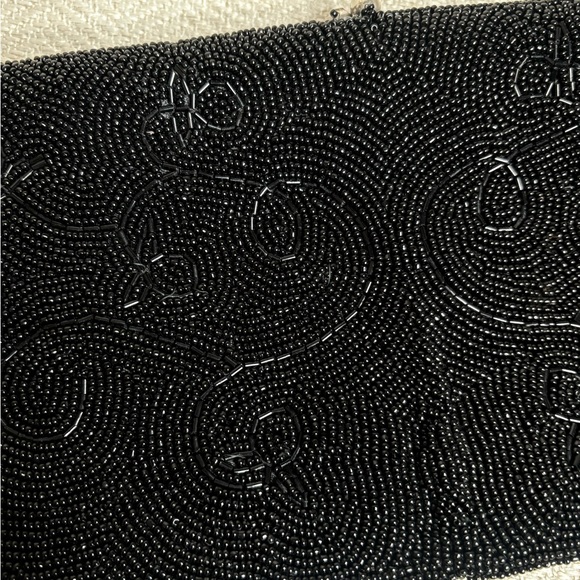 Vintage Black Beaded Clutch with Rhinestone Closure Formal Evening Purse Bag - Picture 3 of 10